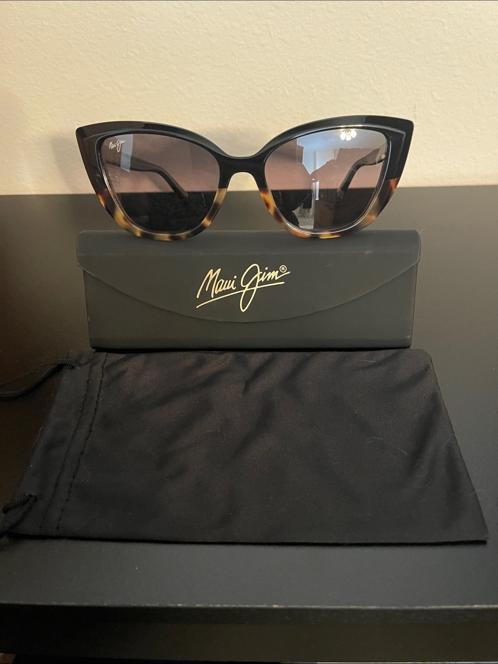 NWOT Maui Jim Blossom Polarized Black w/Tokyo Tortoise Cat-Eye Sunglasses